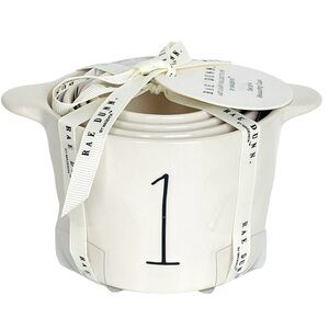 RAE DUNN Set of 4 Dual Handle White Ceramic Measuring Cups with Black Numbers